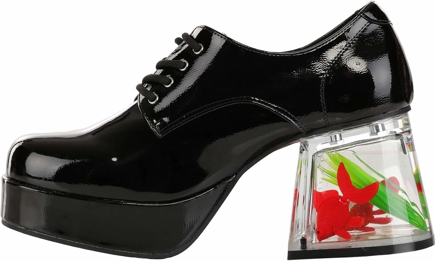 Adult Black or White Goldfish Platform Shoes | Costume Lace Up Footwear & Fishtank Heel | Retro Disco Party Shoes