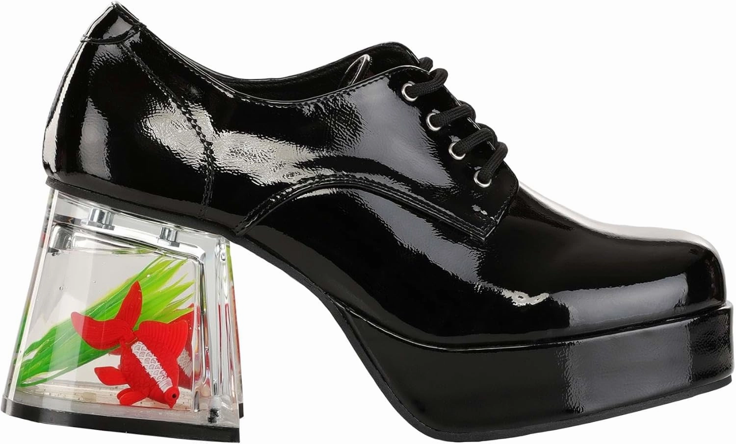 Adult Black or White Goldfish Platform Shoes | Costume Lace Up Footwear & Fishtank Heel | Retro Disco Party Shoes