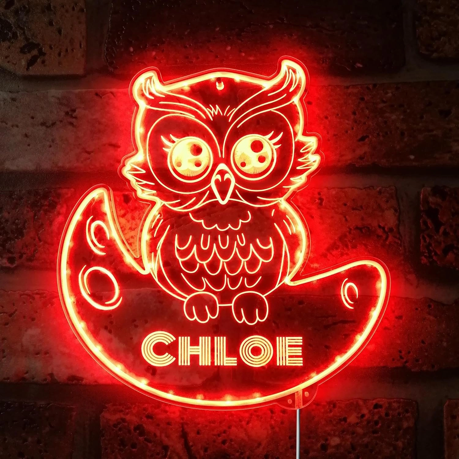 ADVPRO Name Personalized Owl RGB Dynamic Glam LED Sign - Cut-to-Edge Shape - Smart 3D Decoration - Multicolor Signage - st06s44-fnd-p0019-tm