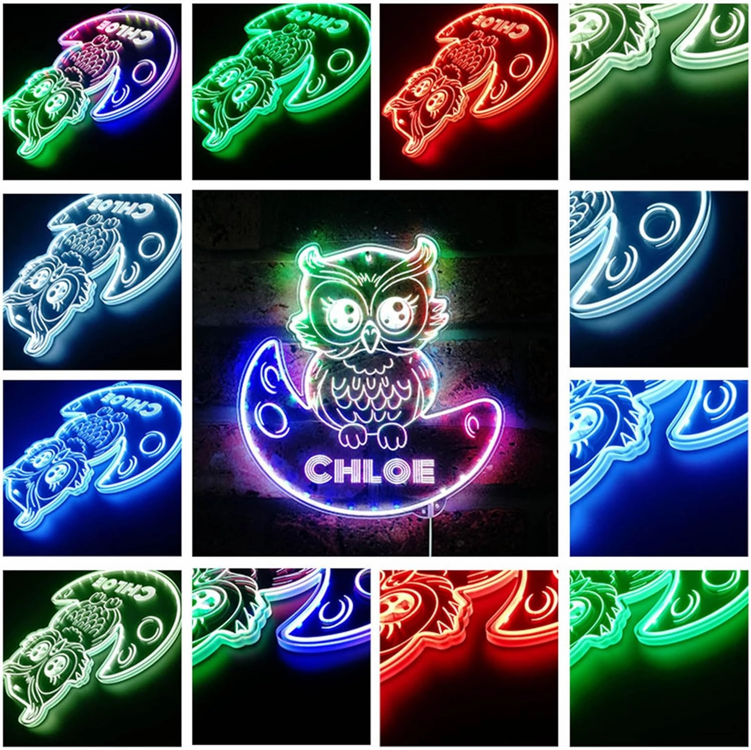 ADVPRO Name Personalized Owl RGB Dynamic Glam LED Sign - Cut-to-Edge Shape - Smart 3D Decoration - Multicolor Signage - st06s44-fnd-p0019-tm