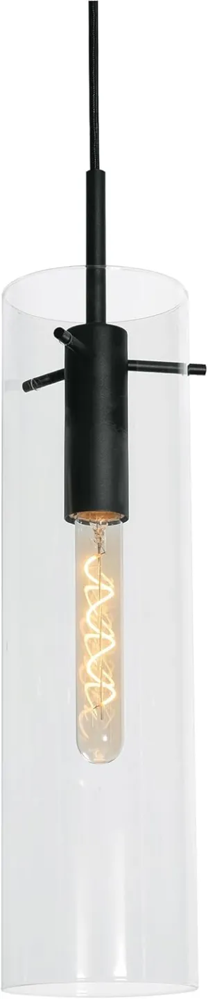 AFX Vista 1-Light Pendant - Clear Glass Shade - Black Finish
