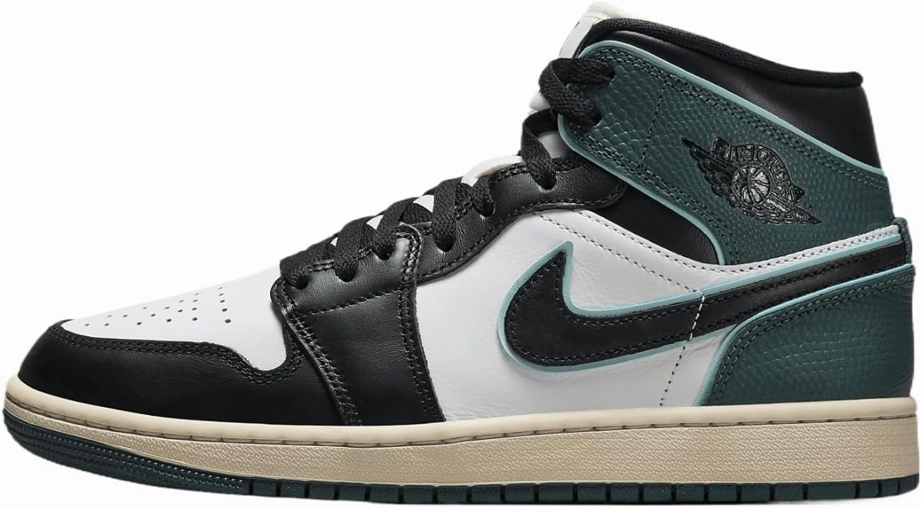Air Jordan 1 Mid SE Women's Shoes (FQ7818-100, White/Light Dew/Oxidized Green/Black) Size 11.5