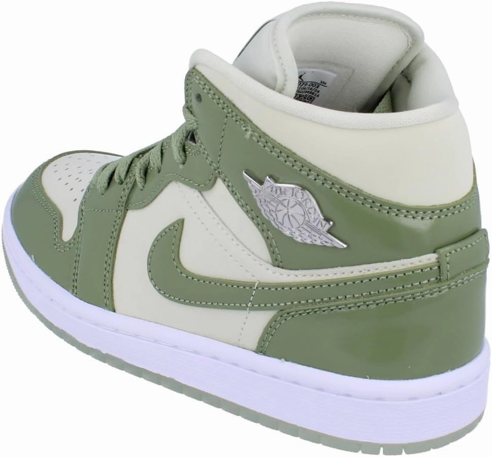Air Jordan 1 Mid SE Women's Shoes (HF4079-003, Sea Glass/Metallic Silver/White/Oil Green)