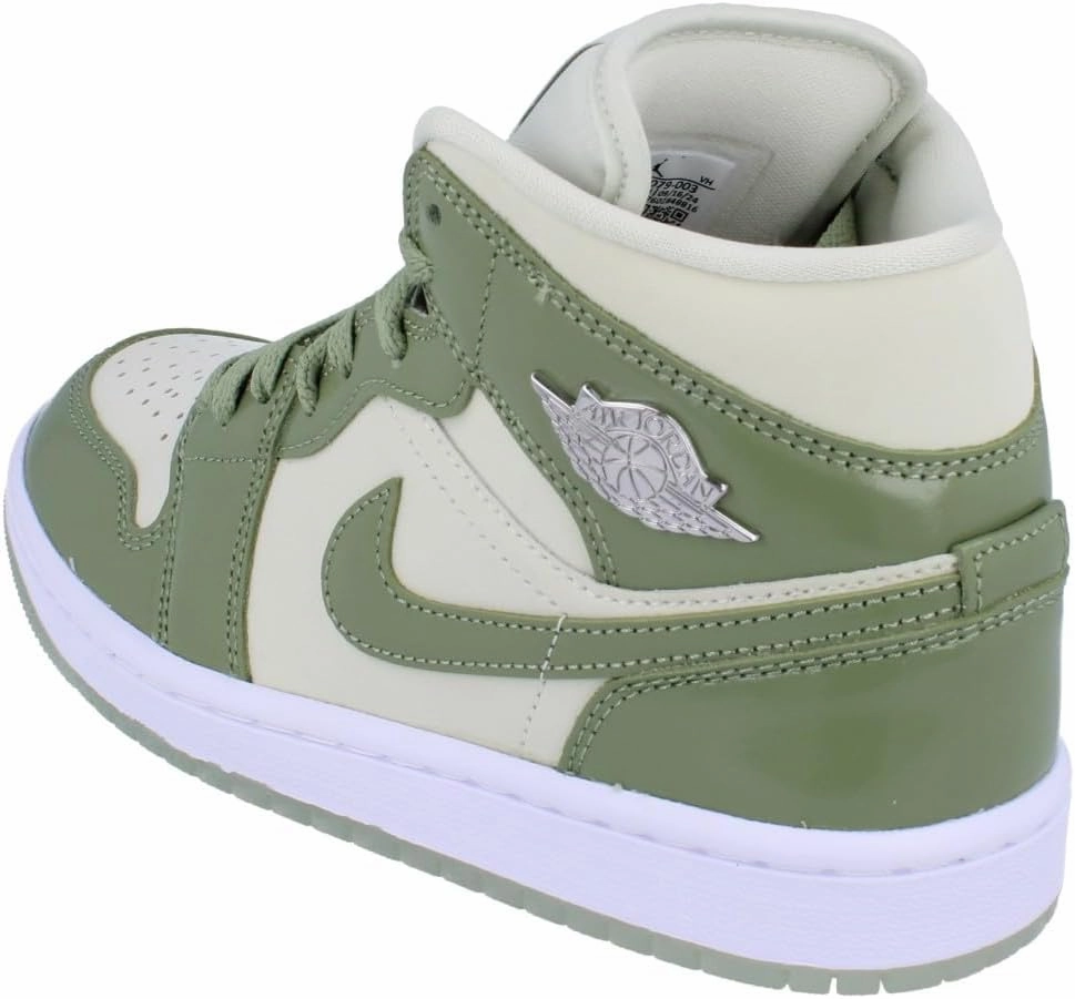 Air Jordan 1 Mid SE Women's Shoes (HF4079-003, Sea Glass/Metallic Silver/White/Oil Green)