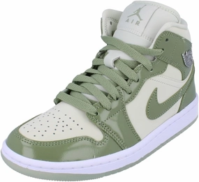 Air Jordan 1 Mid SE Women's Shoes (HF4079-003, Sea Glass/Metallic Silver/White/Oil Green)