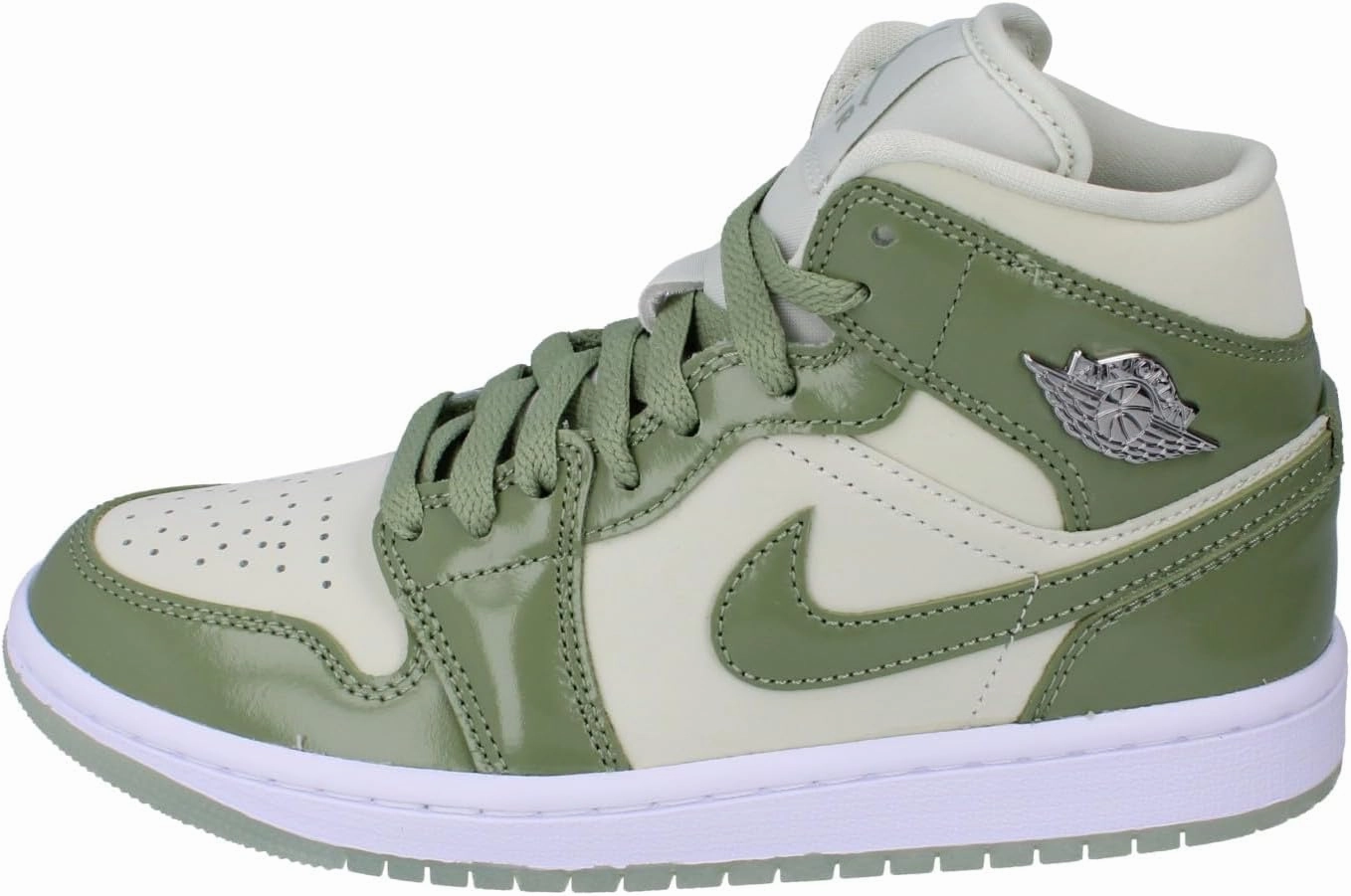 Air Jordan 1 Mid SE Women's Shoes (HF4079-003, Sea Glass/Metallic Silver/White/Oil Green)