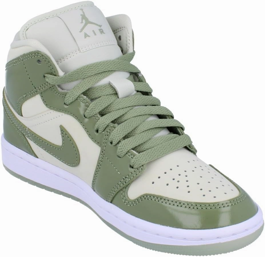 Air Jordan 1 Mid SE Women's Shoes (HF4079-003, Sea Glass/Metallic Silver/White/Oil Green)