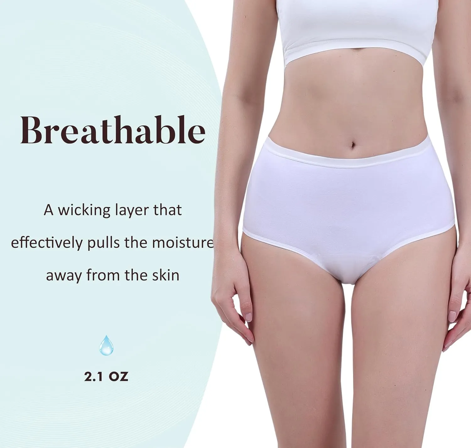 AIRCUTE Washable Absorbency Urinary Incontinence Underwear for Women High Waist Leak Proof Panties for Bladder Leakage 60ML, 3 Pack (Large, Beige-Beige-White)