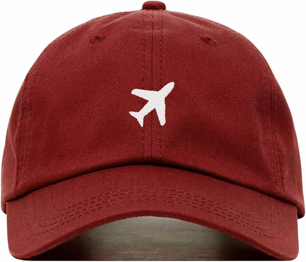 Airplane Baseball Hat, Embroidered Dad Cap, Unstructured Soft Cotton, Adjustable Strap Back (Multiple Colors)