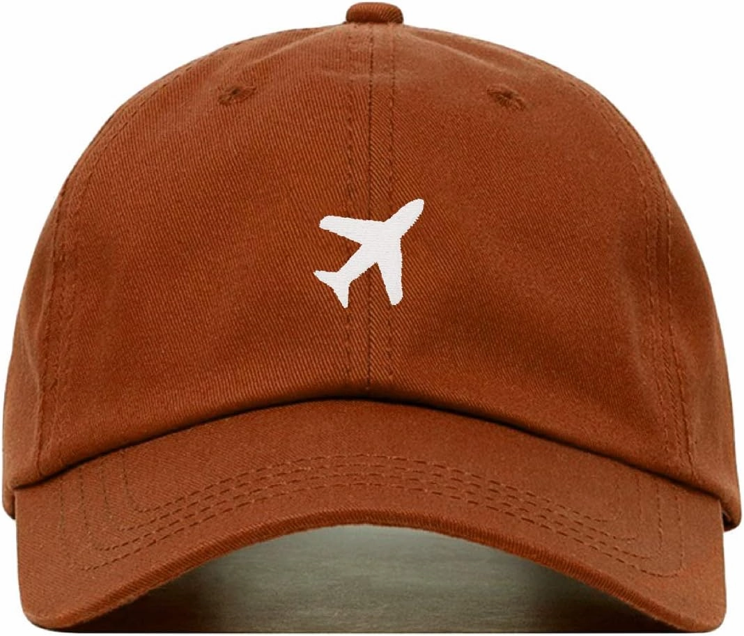 Airplane Baseball Hat, Embroidered Dad Cap, Unstructured Soft Cotton, Adjustable Strap Back (Multiple Colors)