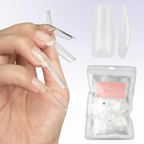 Allkem Soft Gel Nail Tips - XL Square Nail Extensions with Refill Bag - 12 Sizes Extra Long Full Cover Nails - Clear (500 Pieces)