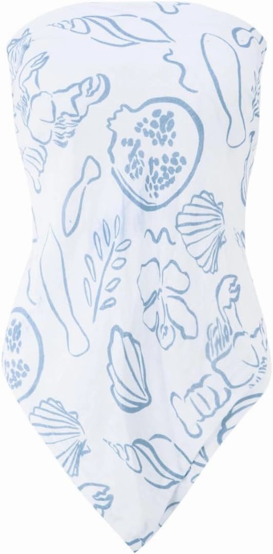 Almere Womens Printed Adjustable Tie Style Bandana Top for Girls Summer Vacation Strapless Going Out Beach Shirt