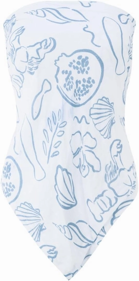Almere Womens Printed Adjustable Tie Style Bandana Top for Girls Summer Vacation Strapless Going Out Beach Shirt