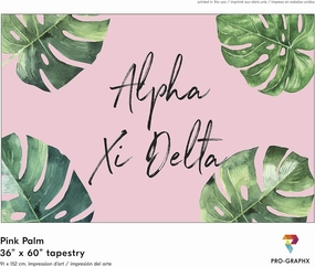 Alpha Xi Delta Greek Sorority & Fraternity Flag Officially Licensed, Tapestry, Display Banner, Sign, Letter Pattern Large Decor - 3 feet x 5 feet - Pink Palm