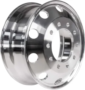 Aluminum Wheels 24.5" X 8.25" Alcoa Style Hub Piloted Alloy Truck Bus Forged Wheel Rim Inside Polish Metallic Silver 1 PC