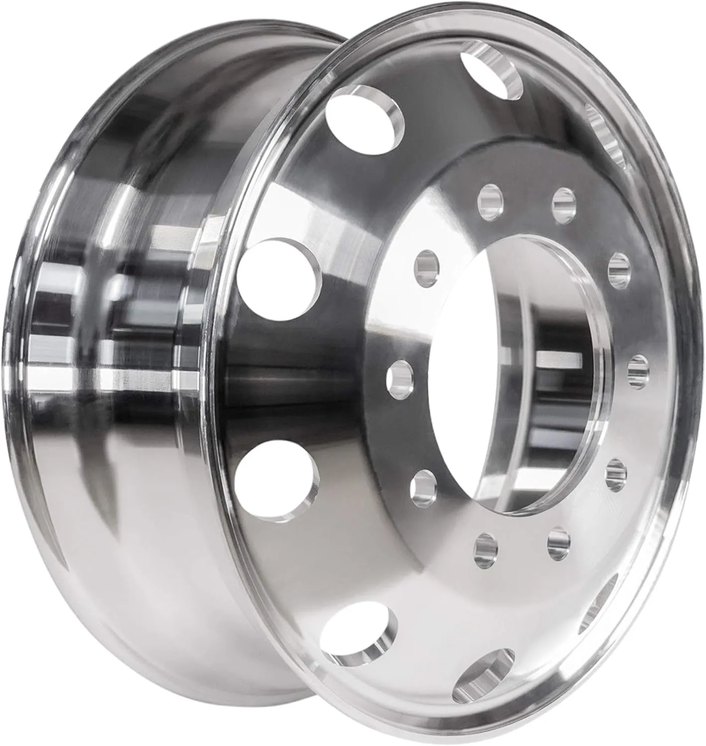 Aluminum Wheels 24.5" X 8.25" Alcoa Style Hub Piloted Alloy Truck Bus Forged Wheel Rim Inside Polish Metallic Silver 1 PC