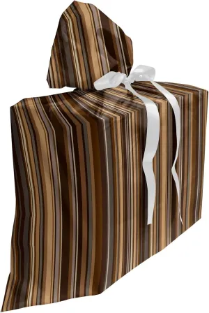 Ambesonne Abstract Fabric Gift Bag, Vertical Lines in Earthen Toned Color Stripes Various Shades Pattern, Present Sack for Parties Birthdays with 3 Ribbons, 27, Pale Caramel Chocolate