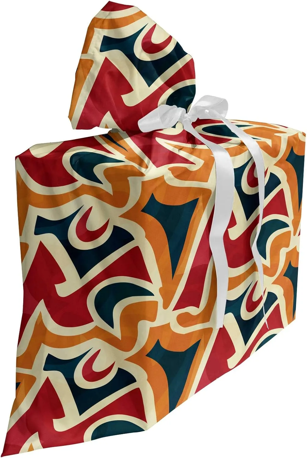 Ambesonne Abstract Gift Bag, Grungy Chaotic Pattern with Graffiti Art Influences Urban Lifestyle Street Art, Fabric Party Favor Pouch with 3 Ribbons, 27, Multicolor