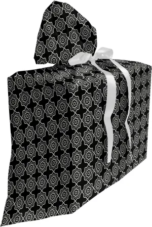 Ambesonne Charcoal Grey Fabric Gift Bag, Demonstration of Repeating Classic Ornamental Motifs Old Time Elements, Present Sack for Parties Birthdays with 3 Ribbons, 27, Pale Taupe