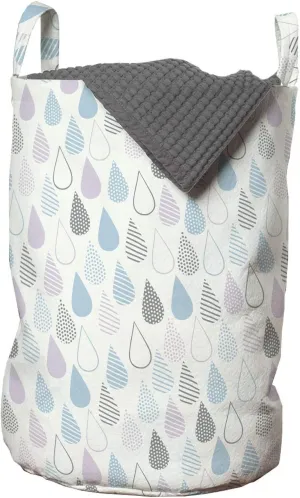 Ambesonne Colorful Laundry Bag, Big Droplets Motif Filled with Ornate Lines and Dots Urban Life Vibrant Art, Hamper Basket with Handles Drawstring Closure for Laundromats, 13" x 19", Multicolor