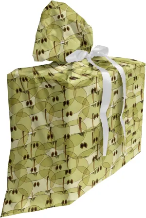 Ambesonne Fruits Fabric Gift Bag, Abstract Autumn Garden Nature Theme Exotic Food Vegetarian Diet Pattern Print, Present Sack for Parties Birthdays with 3 Ribbons, 27" x 32", Brown and Khaki
