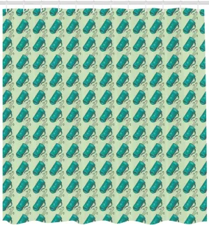 Ambesonne Golf Shower Curtain, Clubs in a Bag with Shoulder Straps Modern Sports Hobby Illustration, Cloth Fabric Bathroom Decor Set with Hooks, 105" Extra Wide, Turquoise and Pale Green