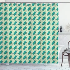 Ambesonne Golf Shower Curtain, Clubs in a Bag with Shoulder Straps Modern Sports Hobby Illustration, Cloth Fabric Bathroom Decor Set with Hooks, 69" W x 70" L, Turquoise and Pale Green