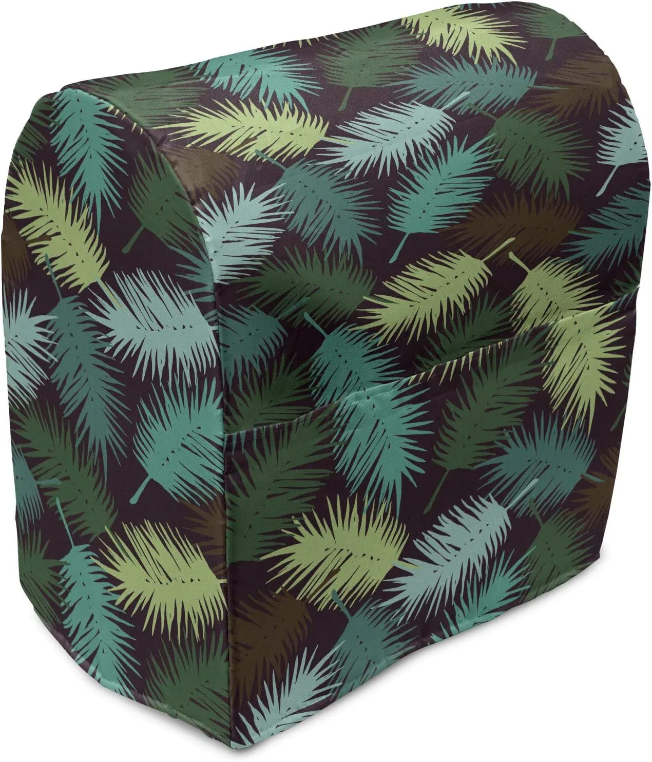 Ambesonne Tropical Stand Mixer Cover, Exotic Torbay Palm Tree Leaves Silhouette Vibrant Greenery Tonal Negative Effect, Kitchen Appliance Organizer Bag Cover with a Pocket, 6-8 Quarts, Multicolor