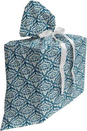 Ambesonne Victorian Gift Bag, Modern Country Style Abstract Illustrated Antiquity Vintage, Fabric Party Favor Pouch with 3 Ribbons, 27, Navy Blue Cream