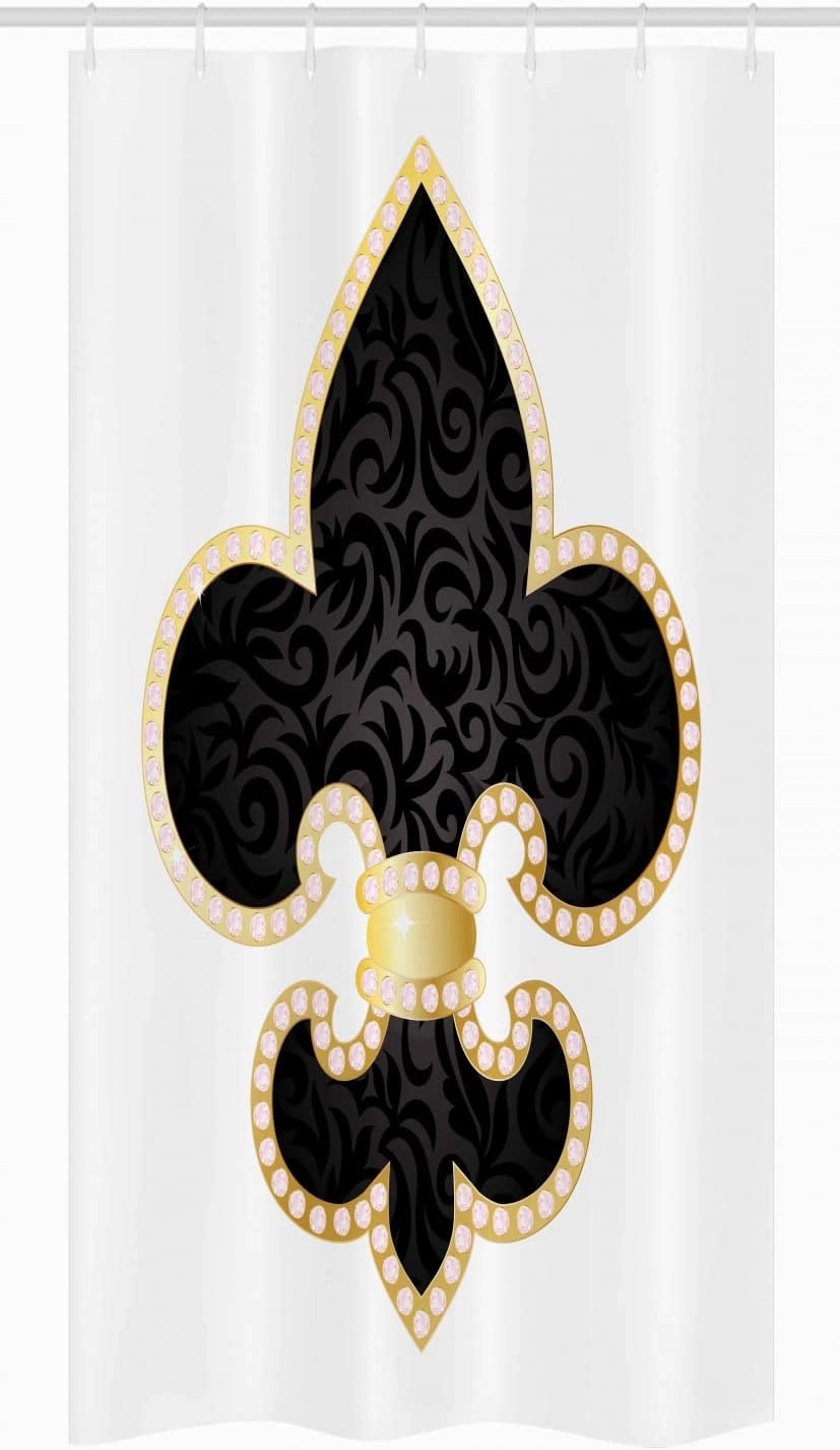 Ambesonne Fleur De Lis Stall Shower Curtain, Royal Lily France Empire Family Insignia Design Image, Fabric Bathroom Decor Set with Hooks, 36" W x 72" L, Yellow Black White