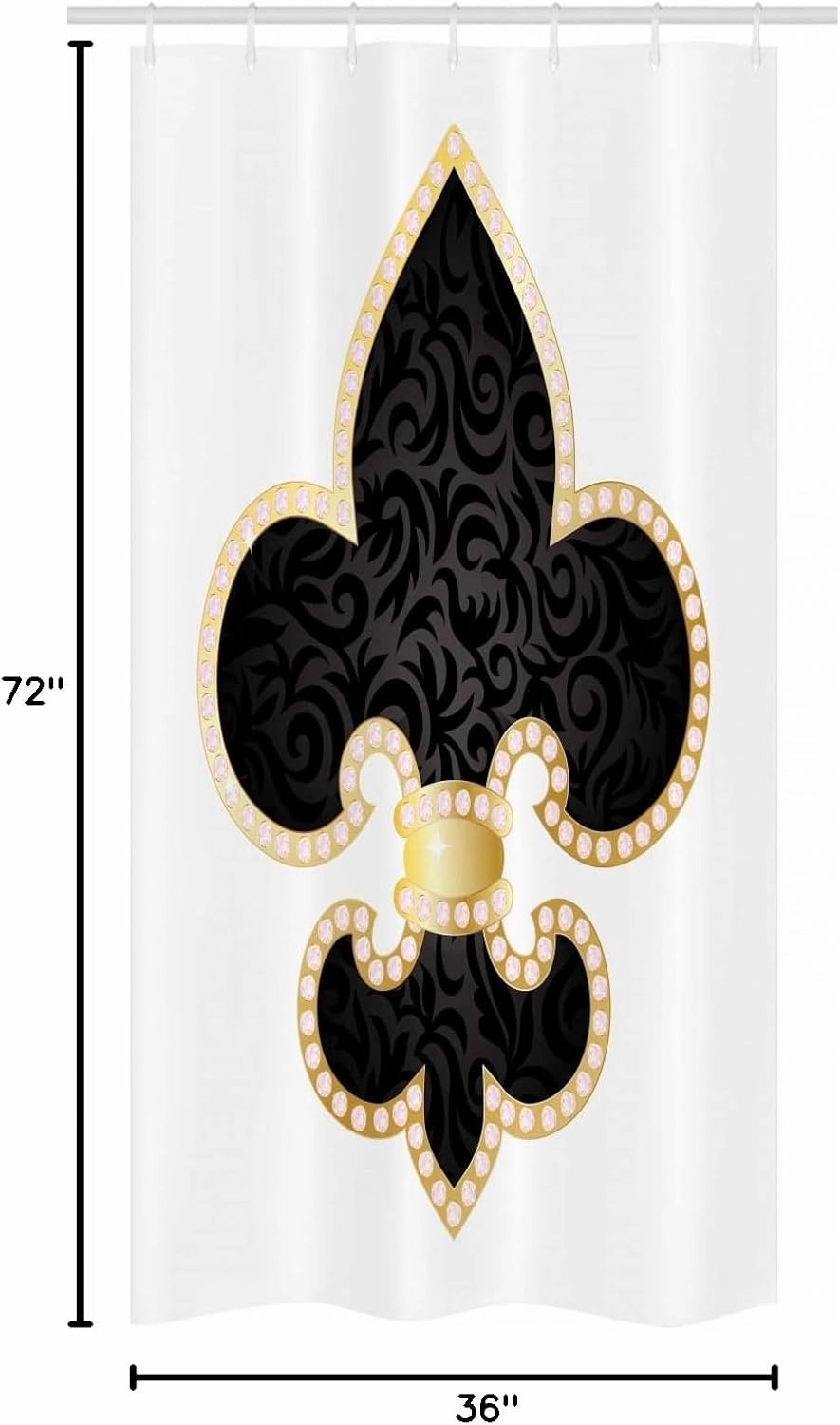 Ambesonne Fleur De Lis Stall Shower Curtain, Royal Lily France Empire Family Insignia Design Image, Fabric Bathroom Decor Set with Hooks, 36" W x 72" L, Yellow Black White