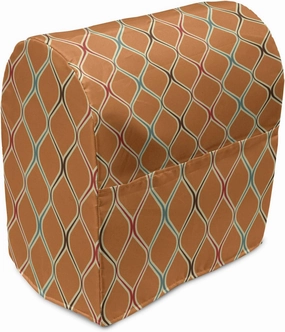 Ambesonne Orange Stand Mixer Cover, Vibrant Old Fashion Trippy with Unusual Shapes in Earthen Toned Display, Kitchen Appliance Organizer Bag Cover with a Pocket, 6-8 Quarts, Multicolor