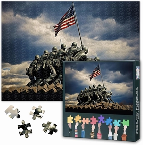 American Flag-1000 Piece Jigsaw Puzzle for Adults US Marine Corps War Memorial Piece Design Competition Ideal Gift for Puzzle Enthusiasts - Finished Size is 27.5"x19.6"