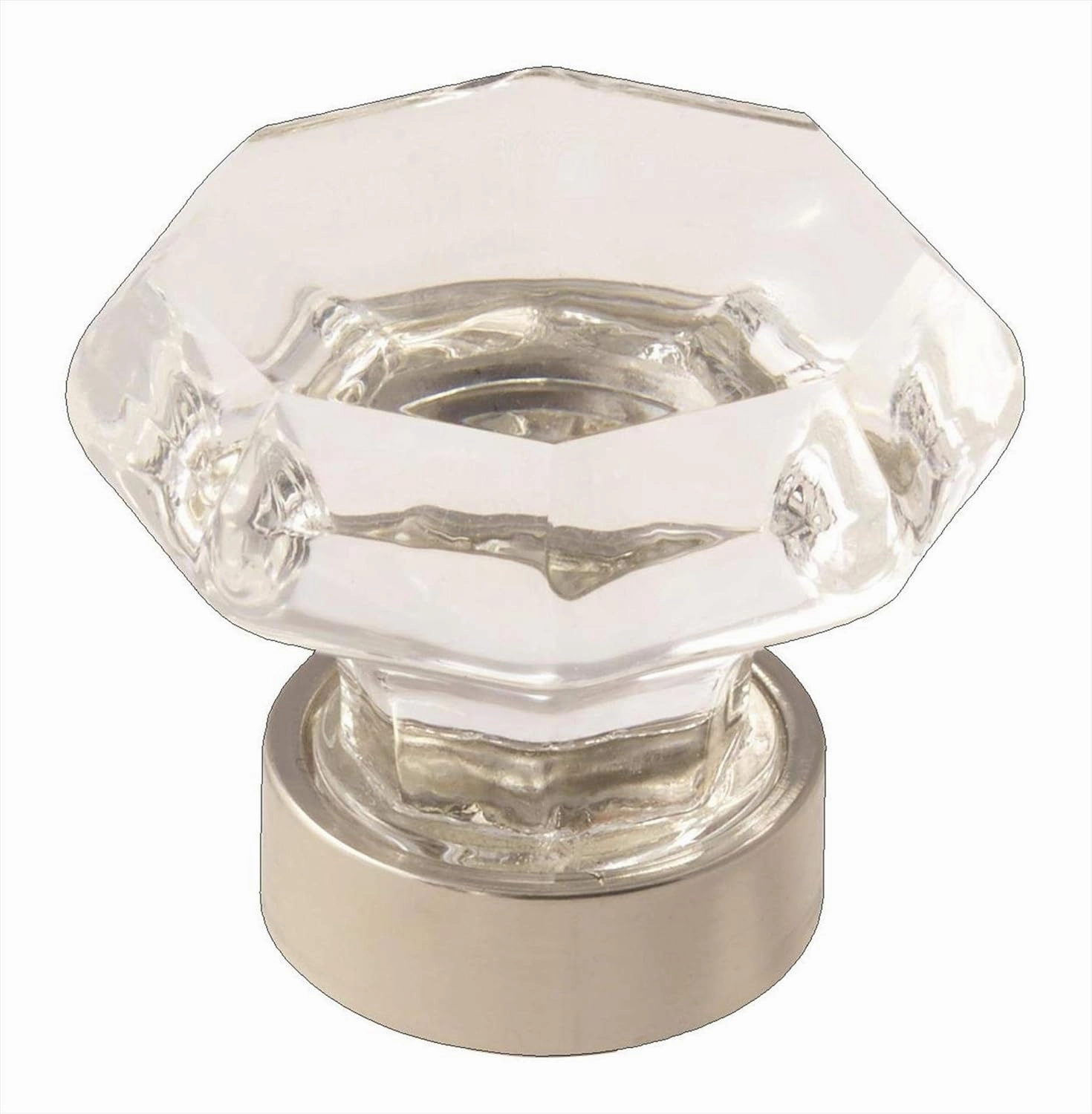 Amerock | Cabinet Knob | Clear/Polished Nickel | 1-1/4 inch (3.2 cm) Diameter | Traditional Classics | 1 Pack | Drawer Knob | Cabinet Hardware