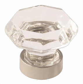 Amerock | Cabinet Knob | Clear/Polished Nickel | 1-1/4 inch (3.2 cm) Diameter | Traditional Classics | 1 Pack | Drawer Knob | Cabinet Hardware