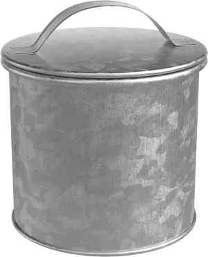 Amici Home Newport Galvanized Metal Canister | Dry Food Storage Container | Airtight Lid | 30 Ounce Capacity | Farmhouse Décor | Rustic Metal Canister for Kitchen Countertop (Silver)