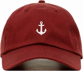 Anchor Baseball Hat, Embroidered Dad Cap, Unstructured Soft Cotton, Adjustable Strap Back (Multiple Colors)