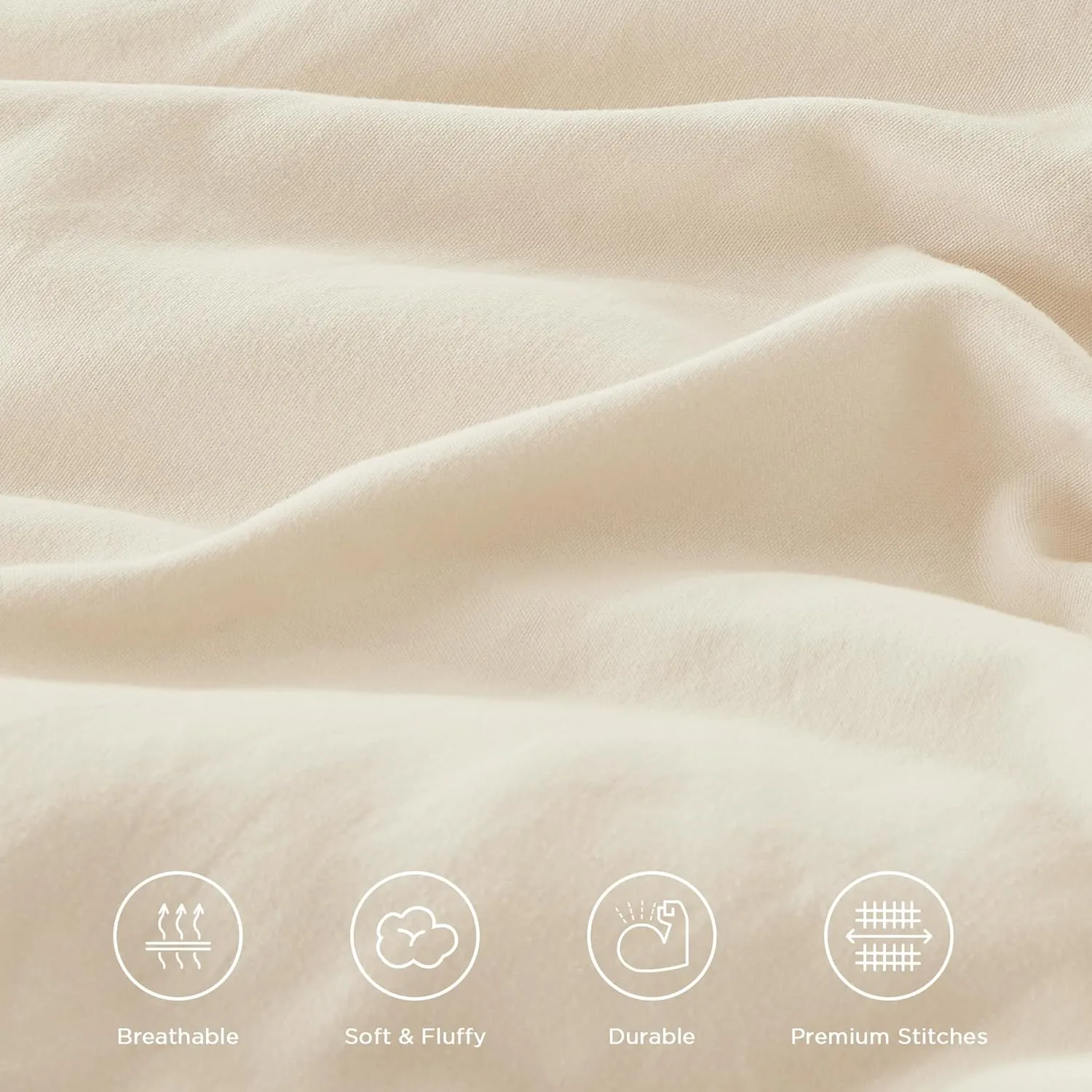 Andency Beige Queen Comforter Set, 3 Pieces Soft Lightweight Fluffy Solid Ruffle Bedding Comforter Sets, All Season Farmhouse Shabby Chic Comforter for Queen Size Bed (Beige, 90x90Inch)