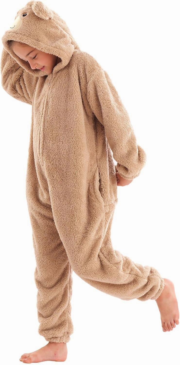 Animal Onesie Costume for Kids Halloween Costumes for Girls Boys Cosplay Outfit Beige Bear