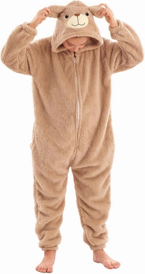 Animal Onesie Costume for Kids Halloween Costumes for Girls Boys Cosplay Outfit Beige Bear