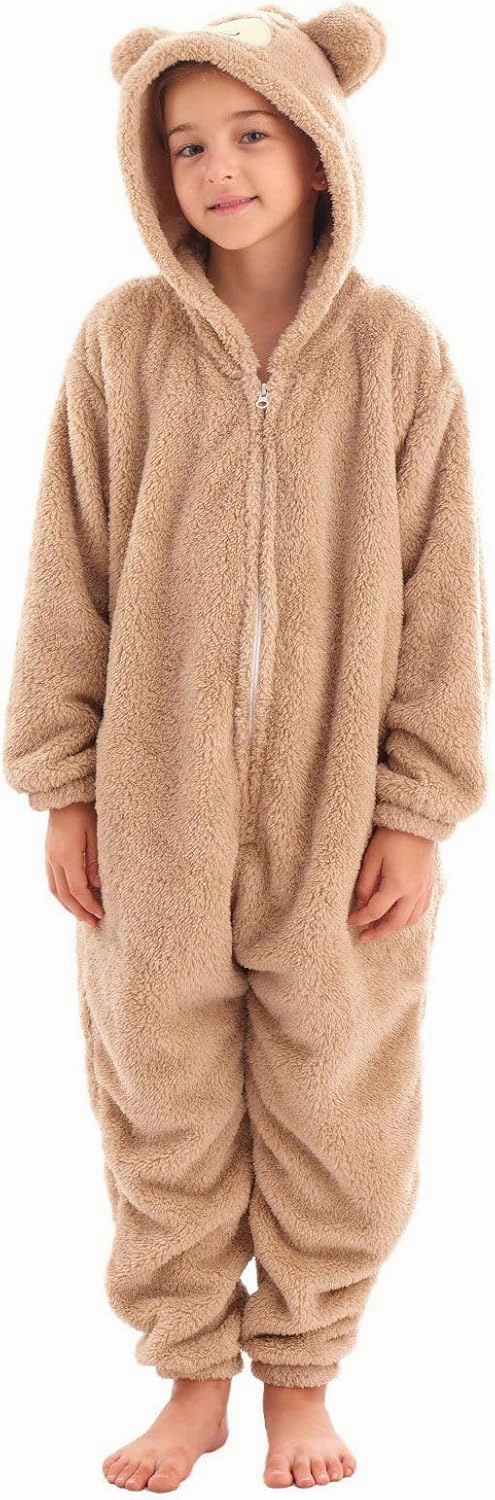 Animal Onesie Costume for Kids Halloween Costumes for Girls Boys Cosplay Outfit Beige Bear