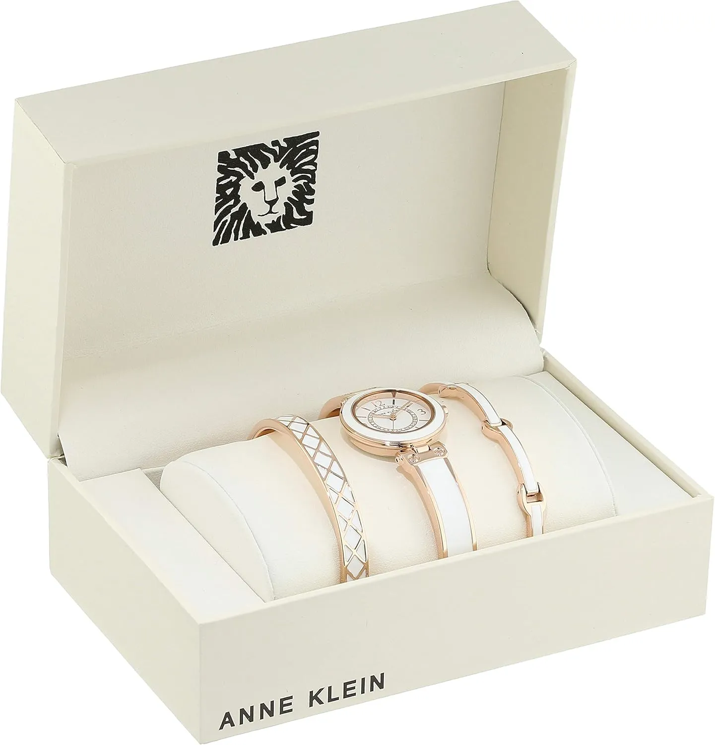 Anne Klein Women's Accented Bangle Watch and Bracelet Set, AK/3296