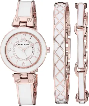 Anne Klein Women's Accented Bangle Watch and Bracelet Set, AK/3296