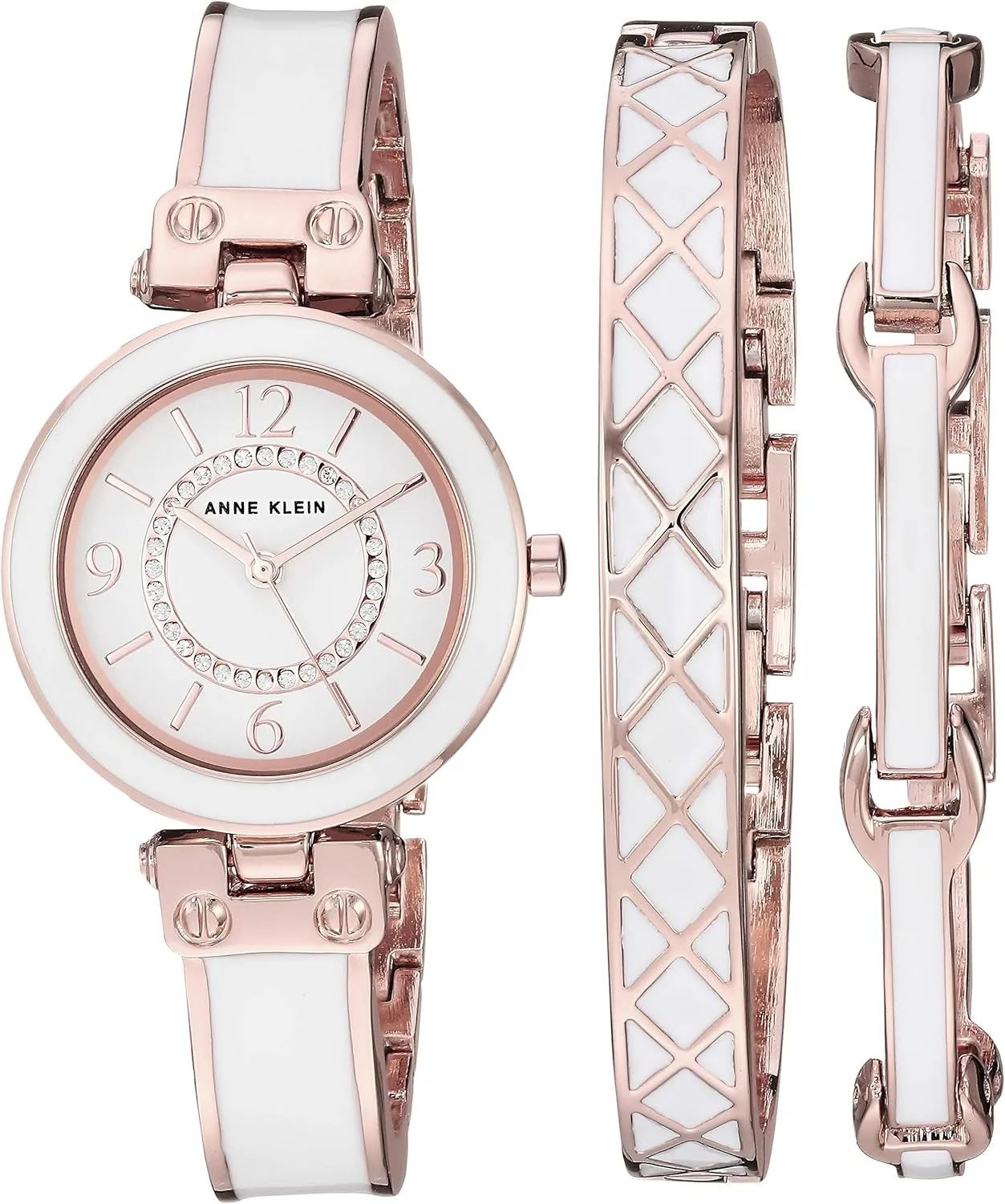 Anne Klein Women's Accented Bangle Watch and Bracelet Set, AK/3296