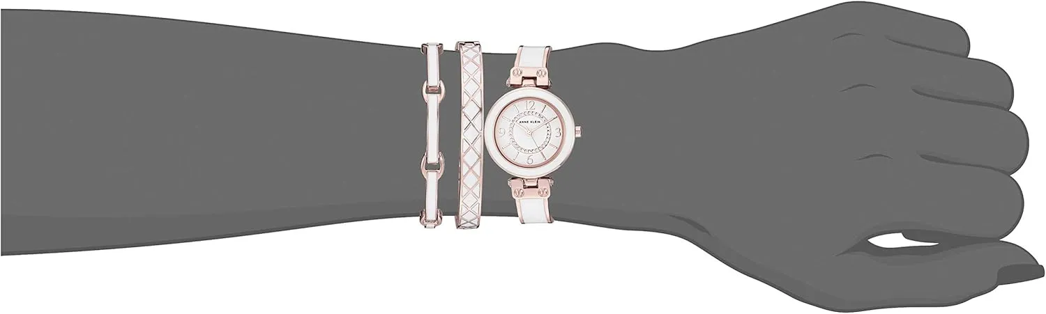 Anne Klein Women's Accented Bangle Watch and Bracelet Set, AK/3296