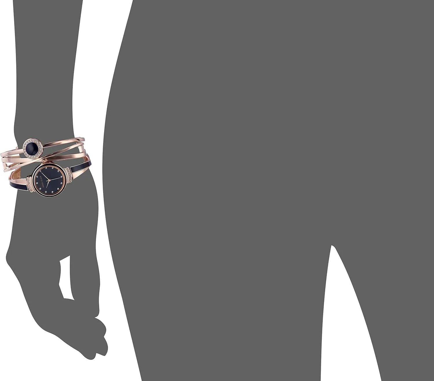 Anne Klein Women's Premium Crystal Accented Watch and Bangle Set
