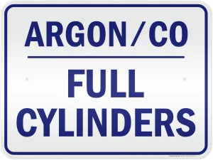 Argon Co Full Cylinders Sign, 18x24 Inches, 3M EGP Reflective .080 Aluminum, Fade Resistant, Made in USA by My Sign Center