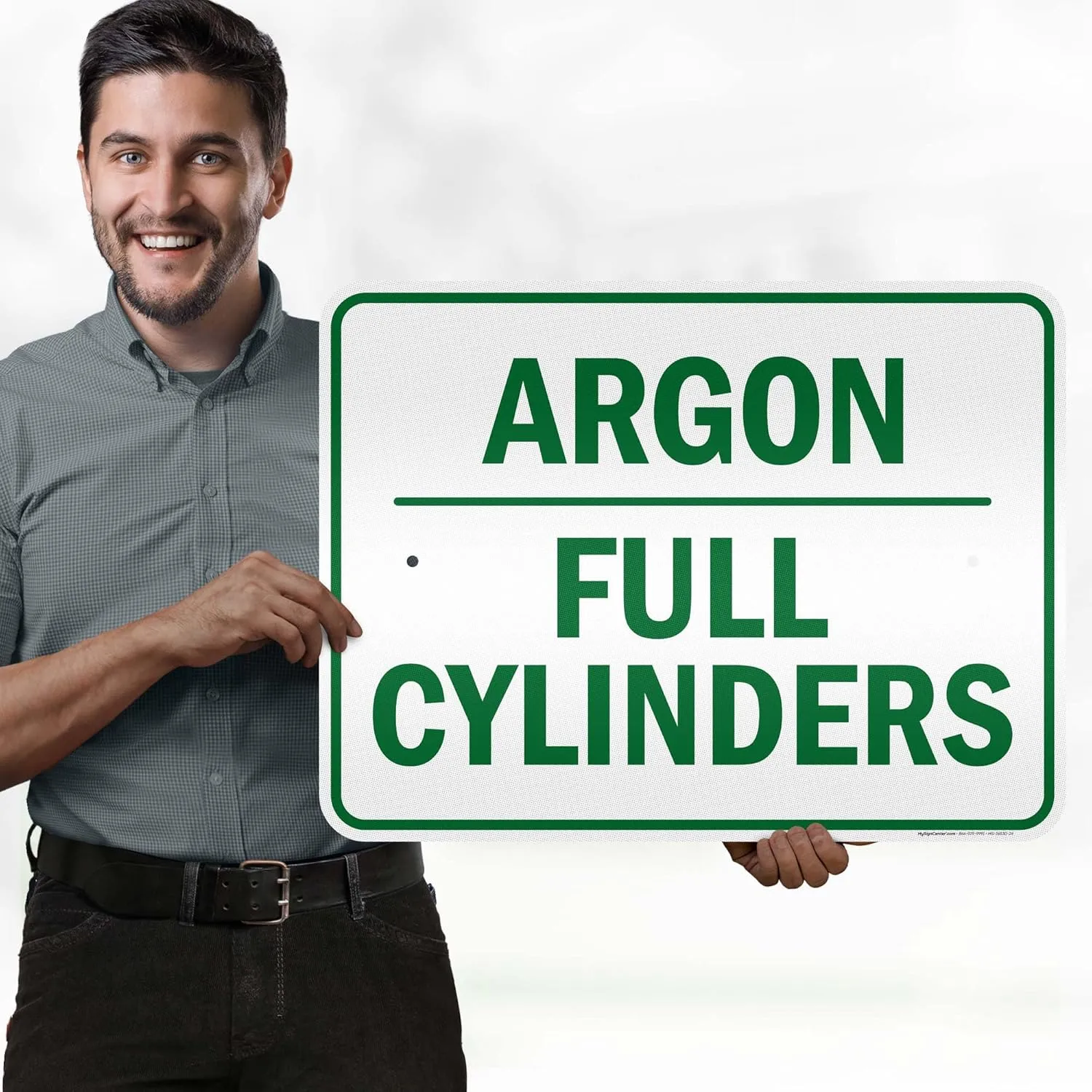 Argon Full Cylinders Green Sign, 18x24 Inches, 3M EGP Reflective .080 Aluminum, Fade Resistant, Made in USA by My Sign Center