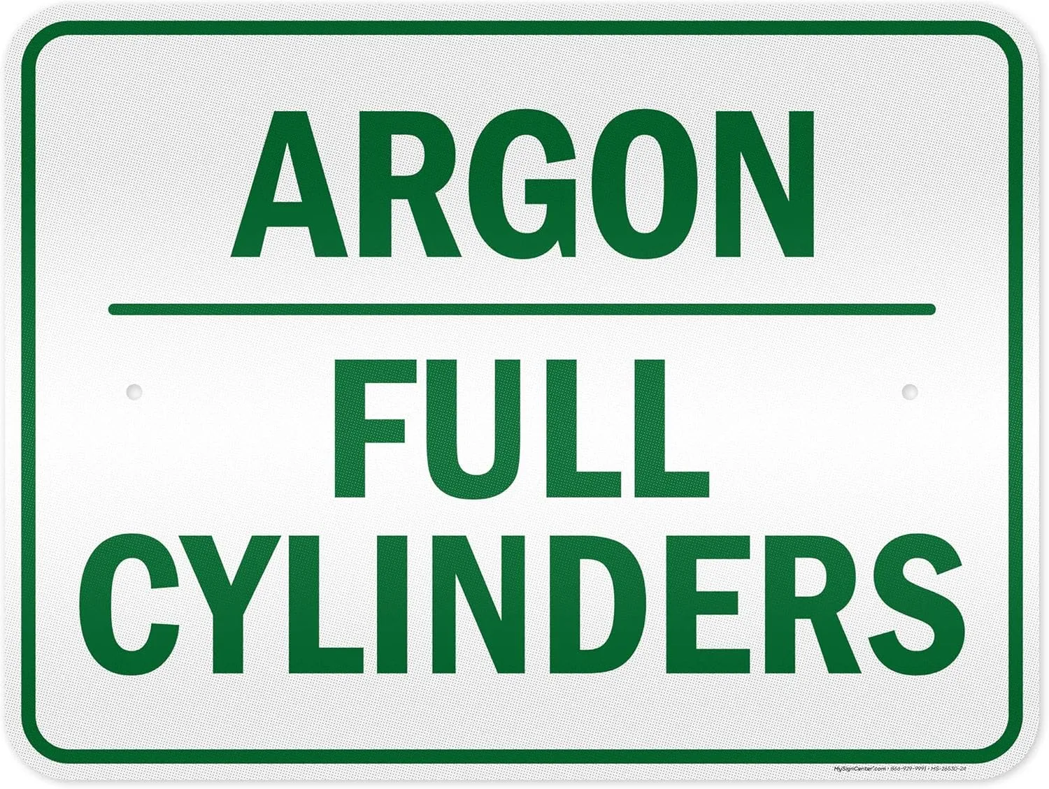 Argon Full Cylinders Green Sign, 18x24 Inches, 3M EGP Reflective .080 Aluminum, Fade Resistant, Made in USA by My Sign Center