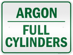 Argon Full Cylinders Green Sign, 18x24 Inches, 3M EGP Reflective .080 Aluminum, Fade Resistant, Made in USA by My Sign Center